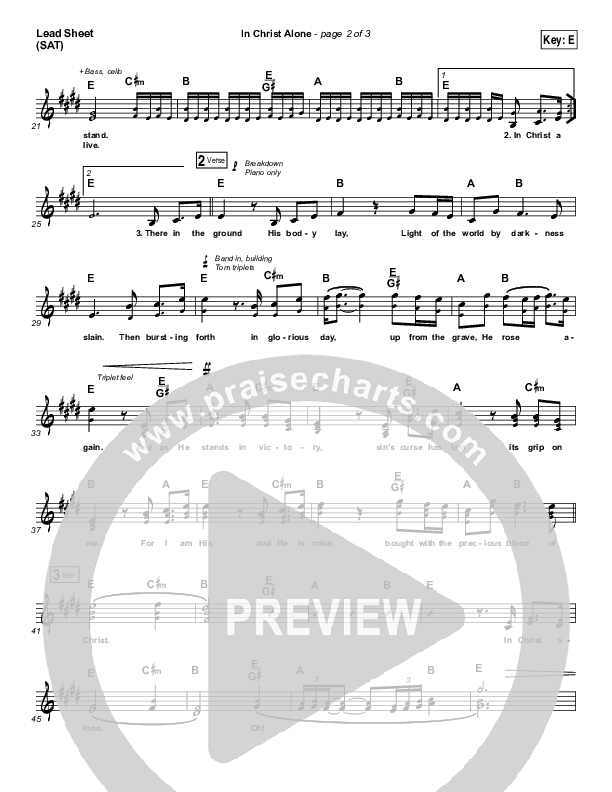 In Christ Alone Lead Sheet (SAT) (Shane & Shane / The Worship Initiative)