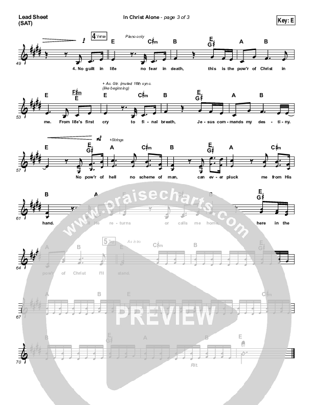 In Christ Alone Lead Sheet (SAT) (Shane & Shane / The Worship Initiative)