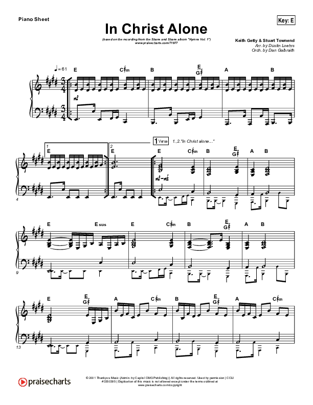 In Christ Alone Piano Sheet (Shane & Shane / The Worship Initiative)