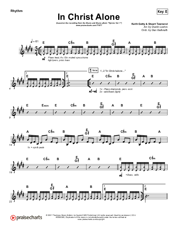 In Christ Alone Rhythm Chart (Shane & Shane / The Worship Initiative)
