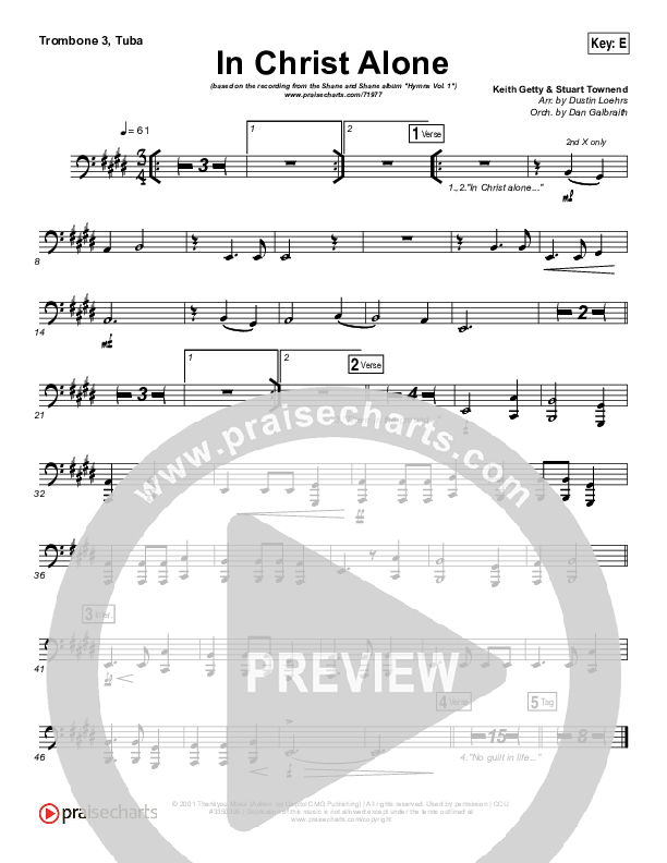 In Christ Alone Trombone 3/Tuba (Shane & Shane / The Worship Initiative)