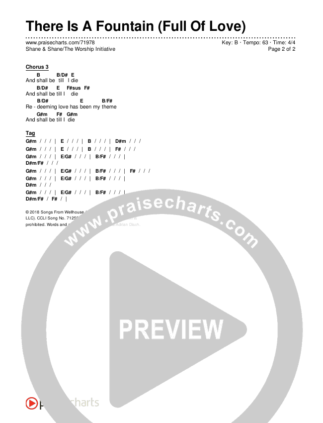 There Is A Fountain (Full Of Love) Chords & Lyrics (Shane & Shane / The Worship Initiative)