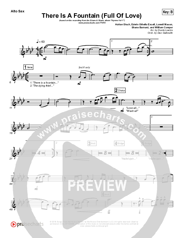 There Is A Fountain (Full Of Love) Alto Sax (Shane & Shane / The Worship Initiative)