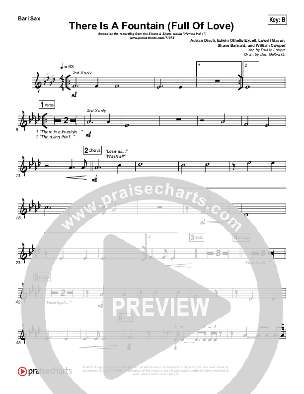 There Is A Fountain (Full Of Love) Bari Sax (Shane & Shane / The Worship Initiative)