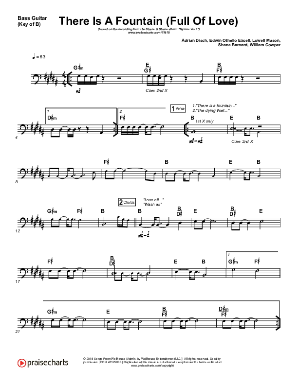 There Is A Fountain (Full Of Love) Bass Guitar (Shane & Shane / The Worship Initiative)