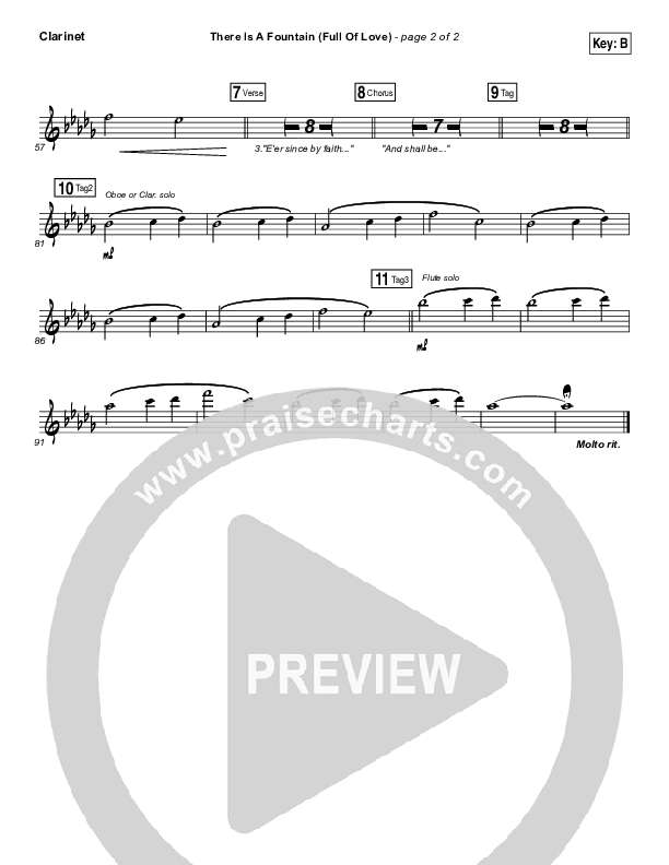 There Is A Fountain (Full Of Love) Clarinet (Shane & Shane / The Worship Initiative)