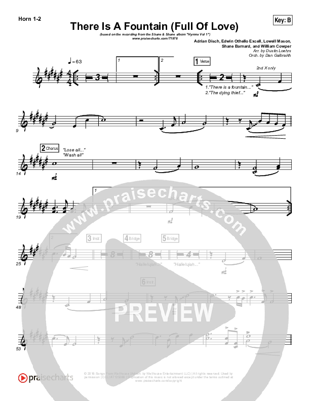 There Is A Fountain (Full Of Love) French Horn 1/2 (Shane & Shane / The Worship Initiative)