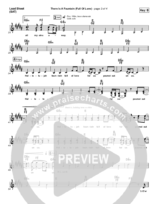 There Is A Fountain (Full Of Love) Lead Sheet (SAT) (Shane & Shane / The Worship Initiative)