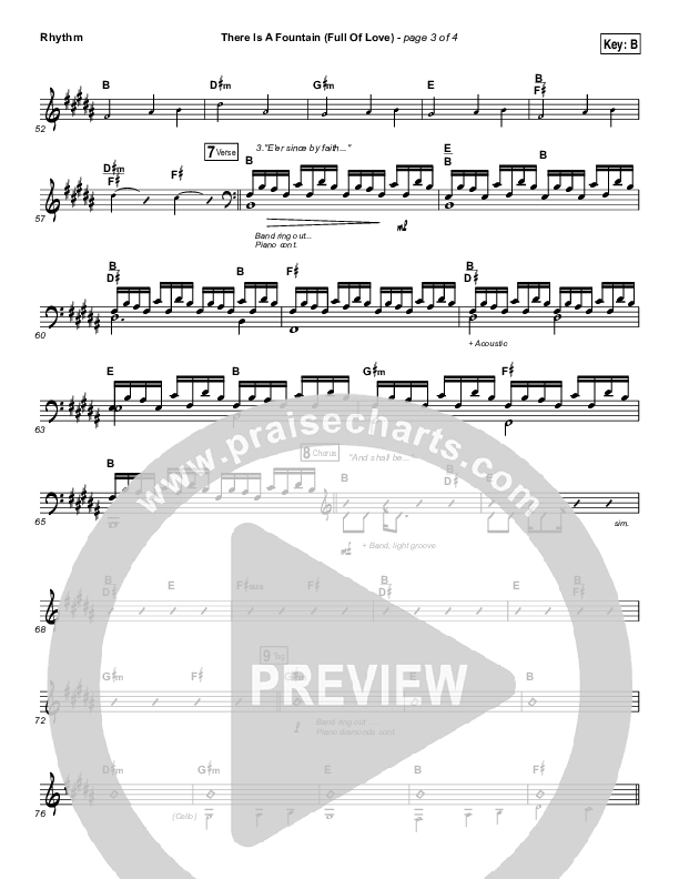 There Is A Fountain (Full Of Love) Rhythm Chart (Shane & Shane / The Worship Initiative)