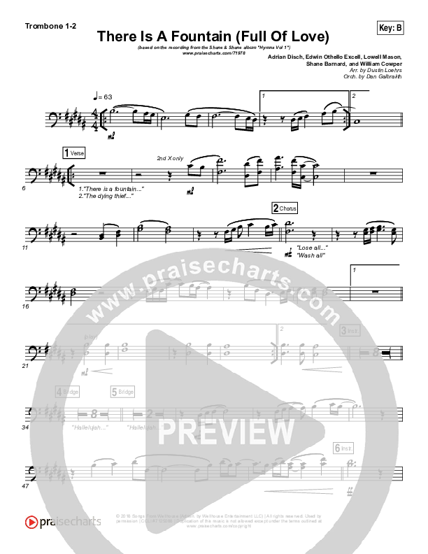 There Is A Fountain (Full Of Love) Trombone 1/2 (Shane & Shane / The Worship Initiative)