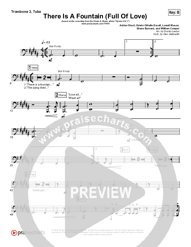 There Is A Fountain (Full Of Love) Trombone 3/Tuba (Shane & Shane / The Worship Initiative)
