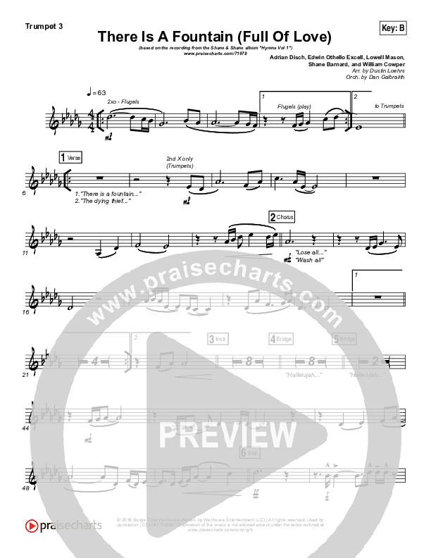 There Is A Fountain (Full Of Love) Trumpet 3 (Shane & Shane / The Worship Initiative)