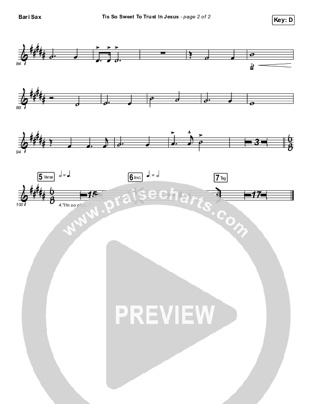Tis So Sweet To Trust In Jesus Bari Sax (Shane & Shane / The Worship Initiative)