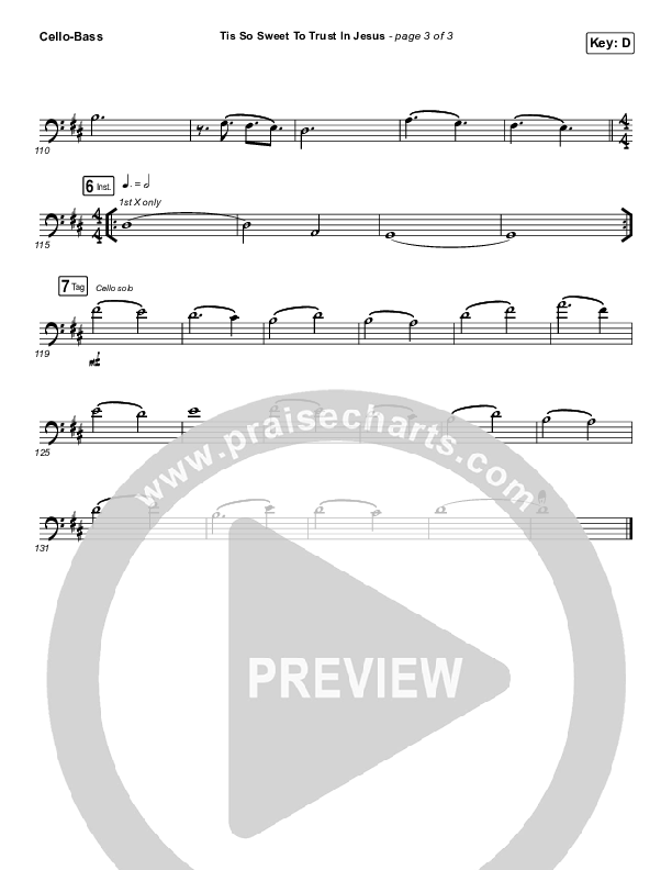 Tis So Sweet To Trust In Jesus Cello/Bass (Shane & Shane / The Worship Initiative)