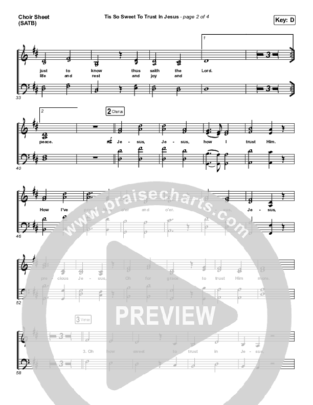 Tis So Sweet To Trust In Jesus Choir Sheet (SATB) (Shane & Shane / The Worship Initiative)