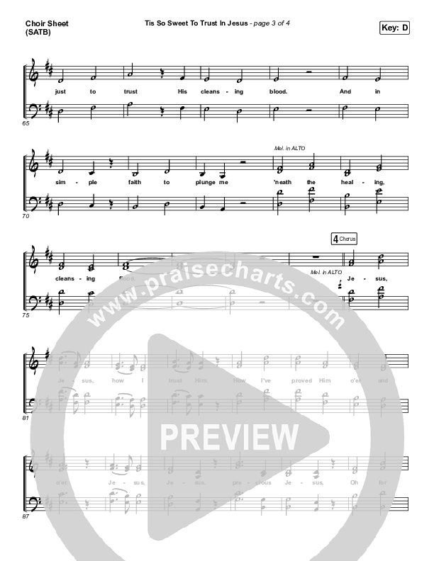 Tis So Sweet To Trust In Jesus Choir Sheet (SATB) (Shane & Shane / The Worship Initiative)
