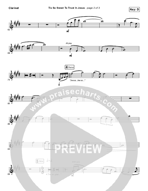 Tis So Sweet To Trust In Jesus Clarinet (Shane & Shane / The Worship Initiative)