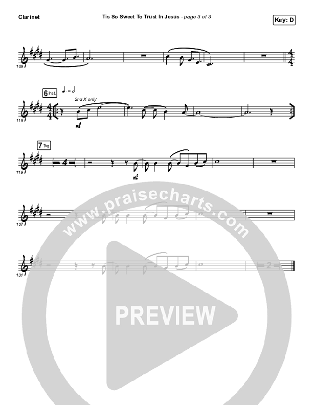 Tis So Sweet To Trust In Jesus Clarinet (Shane & Shane / The Worship Initiative)