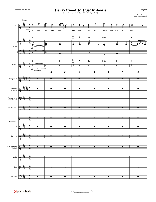 Tis So Sweet To Trust In Jesus Conductor's Score (Shane & Shane / The Worship Initiative)