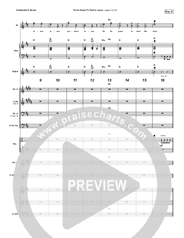 Tis So Sweet To Trust In Jesus Conductor's Score (Shane & Shane / The Worship Initiative)