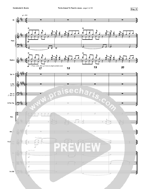 Tis So Sweet To Trust In Jesus Conductor's Score (Shane & Shane / The Worship Initiative)