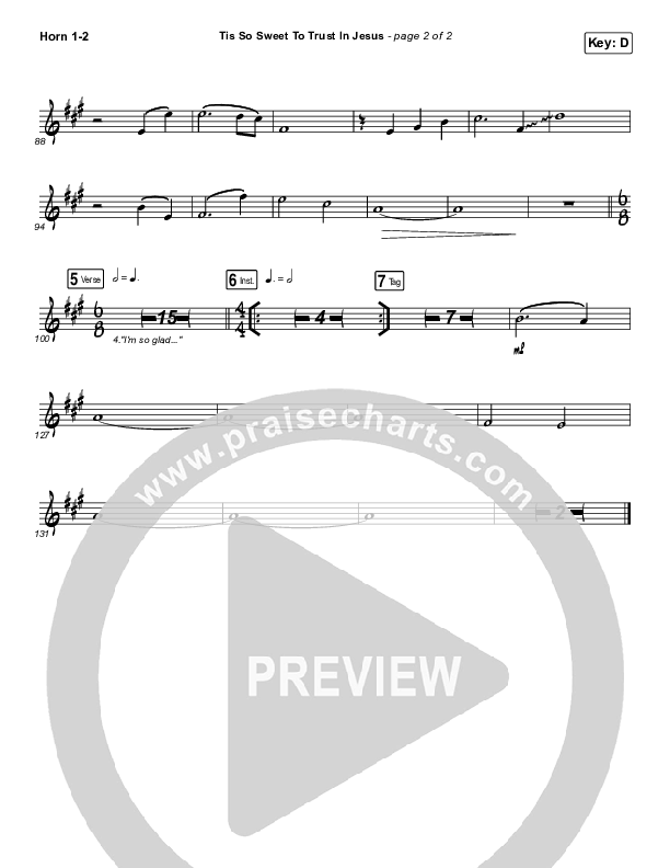 Tis So Sweet To Trust In Jesus French Horn 1/2 (Shane & Shane / The Worship Initiative)