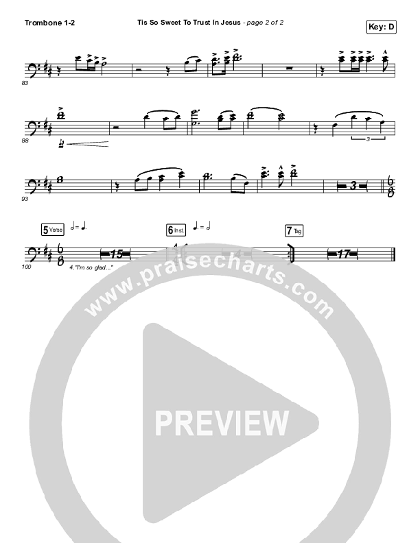 Tis So Sweet To Trust In Jesus Trombone 1/2 (Shane & Shane / The Worship Initiative)