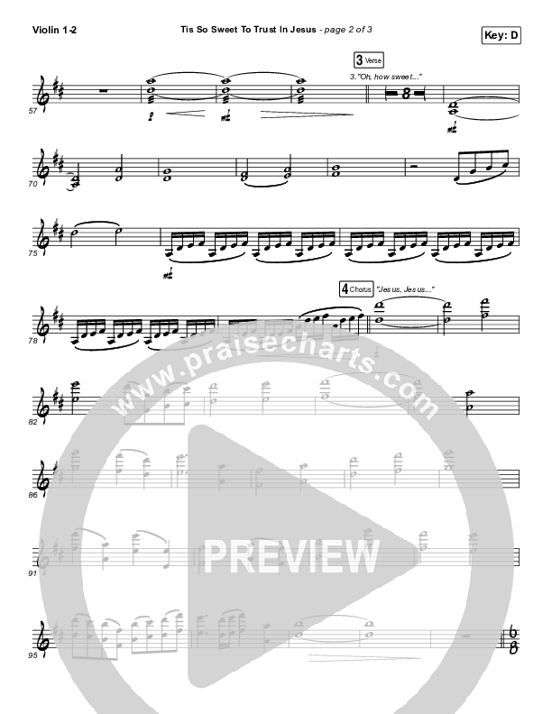 Tis So Sweet To Trust In Jesus Violin 1/2 (Shane & Shane / The Worship Initiative)