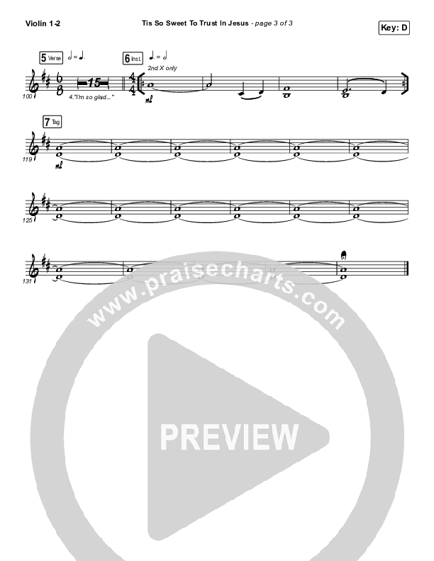 Tis So Sweet To Trust In Jesus Violin 1/2 (Shane & Shane / The Worship Initiative)