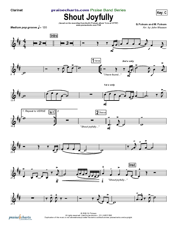 Shout Joyfully Clarinet (BJ Putnam)