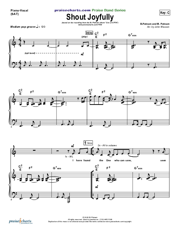Shout Joyfully Piano/Vocal (BJ Putnam)