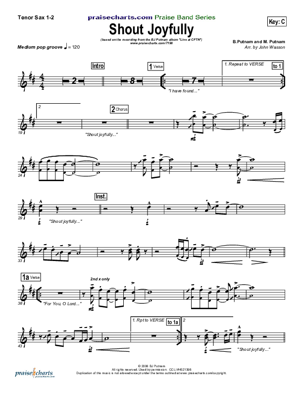 Shout Joyfully Tenor Sax 1/2 (BJ Putnam)