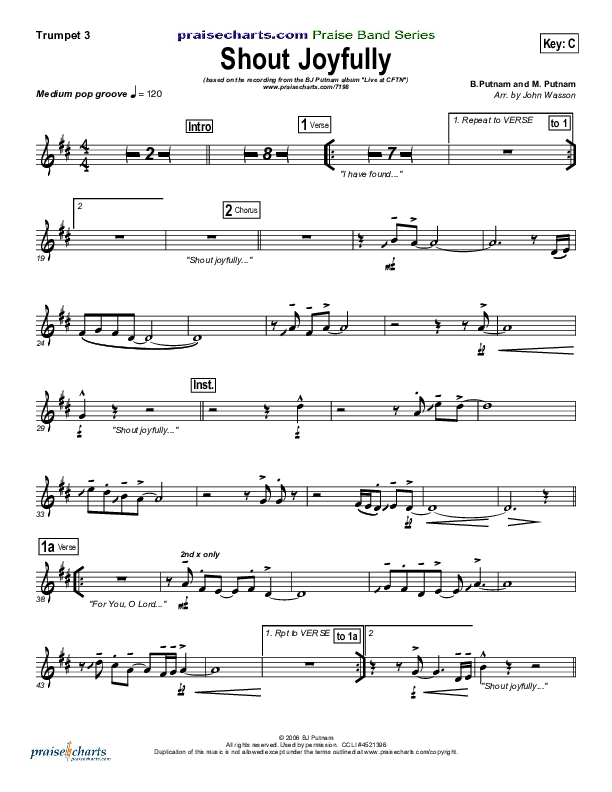 Shout Joyfully Trumpet 3 (BJ Putnam)