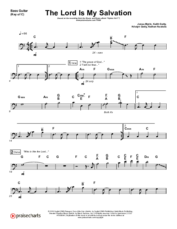 The Lord Is My Salvation Bass Guitar (Shane & Shane / The Worship Initiative)