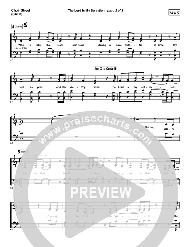 The Lord Is My Salvation Choir Sheet (SATB) (Shane & Shane / The Worship Initiative)