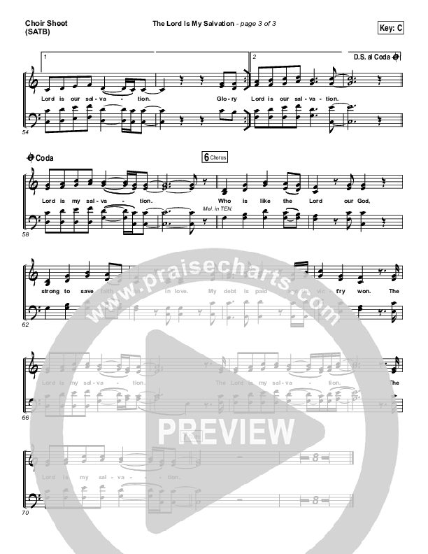 The Lord Is My Salvation Choir Sheet (SATB) (Shane & Shane / The Worship Initiative)