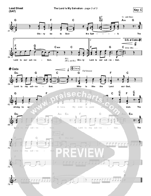 The Lord Is My Salvation Lead Sheet (SAT) (Shane & Shane / The Worship Initiative)
