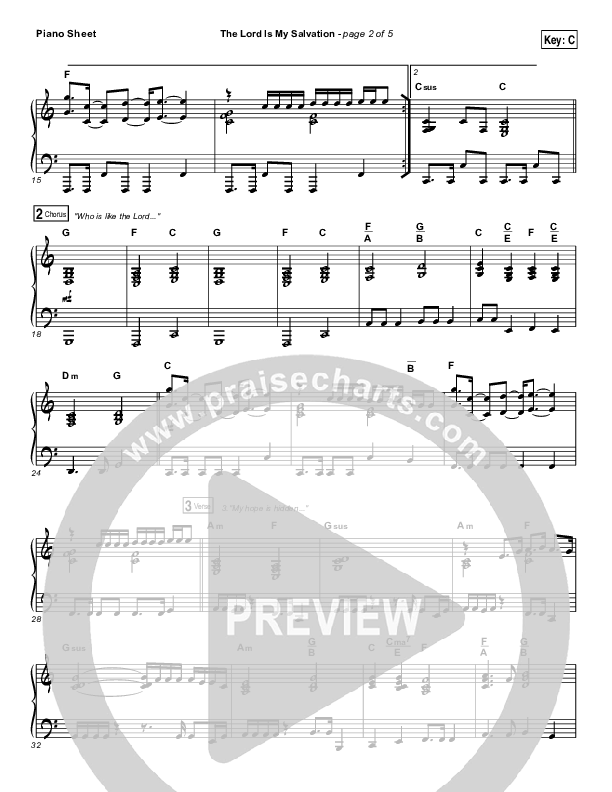 The Lord Is My Salvation Piano Sheet (Shane & Shane / The Worship Initiative)