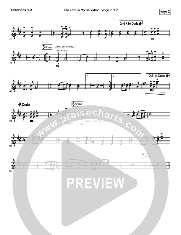The Lord Is My Salvation Tenor Sax 1/2 (Shane & Shane / The Worship Initiative)