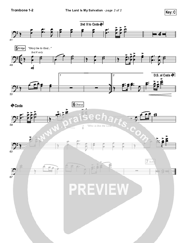 The Lord Is My Salvation Trombone 1/2 (Shane & Shane / The Worship Initiative)