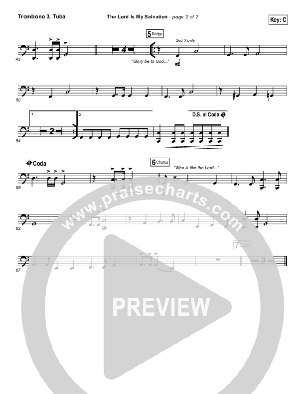 The Lord Is My Salvation Trombone 3/Tuba (Shane & Shane / The Worship Initiative)