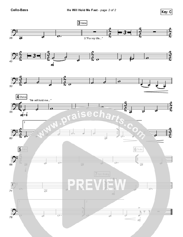 He Will Hold Me Fast Cello/Bass (Shane & Shane / The Worship Initiative)