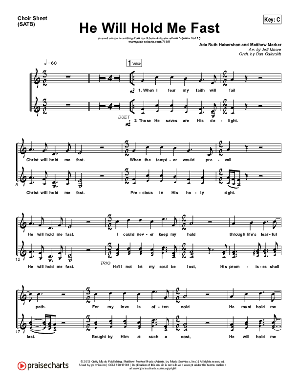 He Will Hold Me Fast Choir Vocals (SATB) (Shane & Shane / The Worship Initiative)