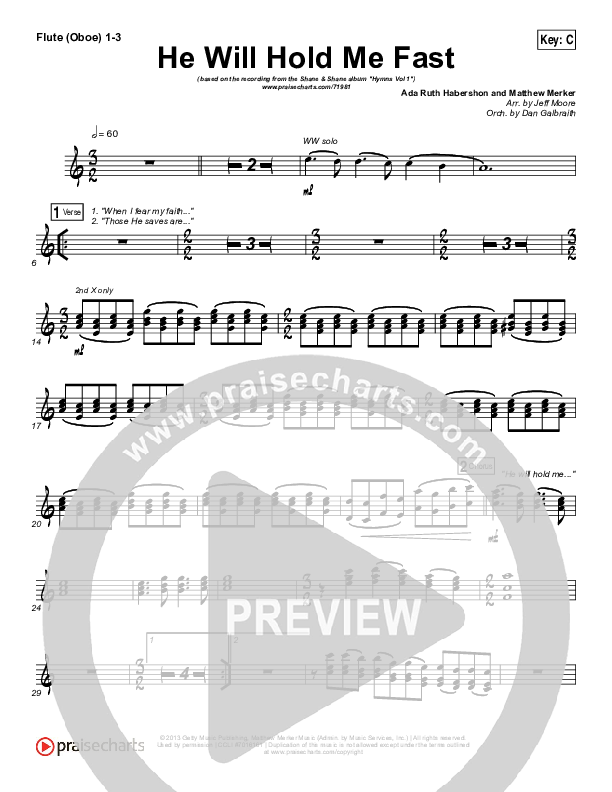 He Will Hold Me Fast Flute/Oboe 1/2/3 (Shane & Shane / The Worship Initiative)