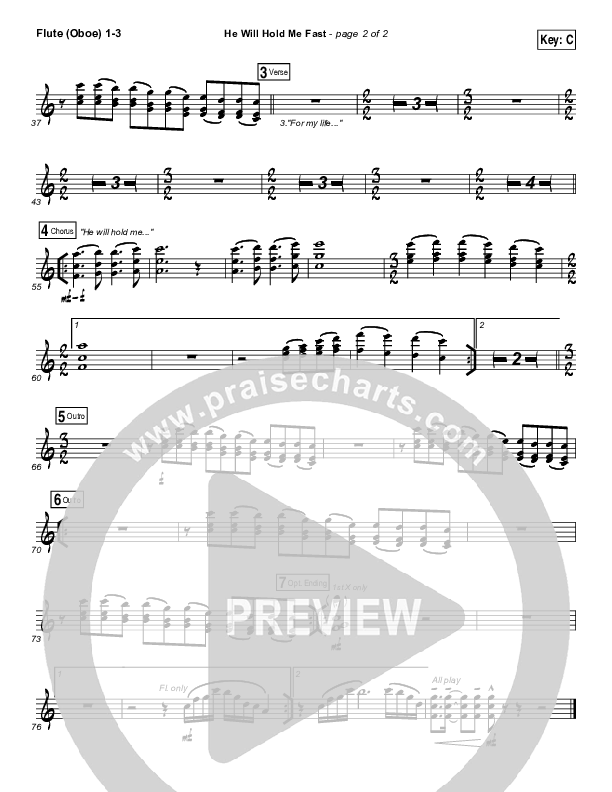 He Will Hold Me Fast Flute/Oboe 1/2/3 (Shane & Shane / The Worship Initiative)