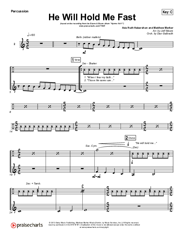 He Will Hold Me Fast Percussion (Shane & Shane / The Worship Initiative)