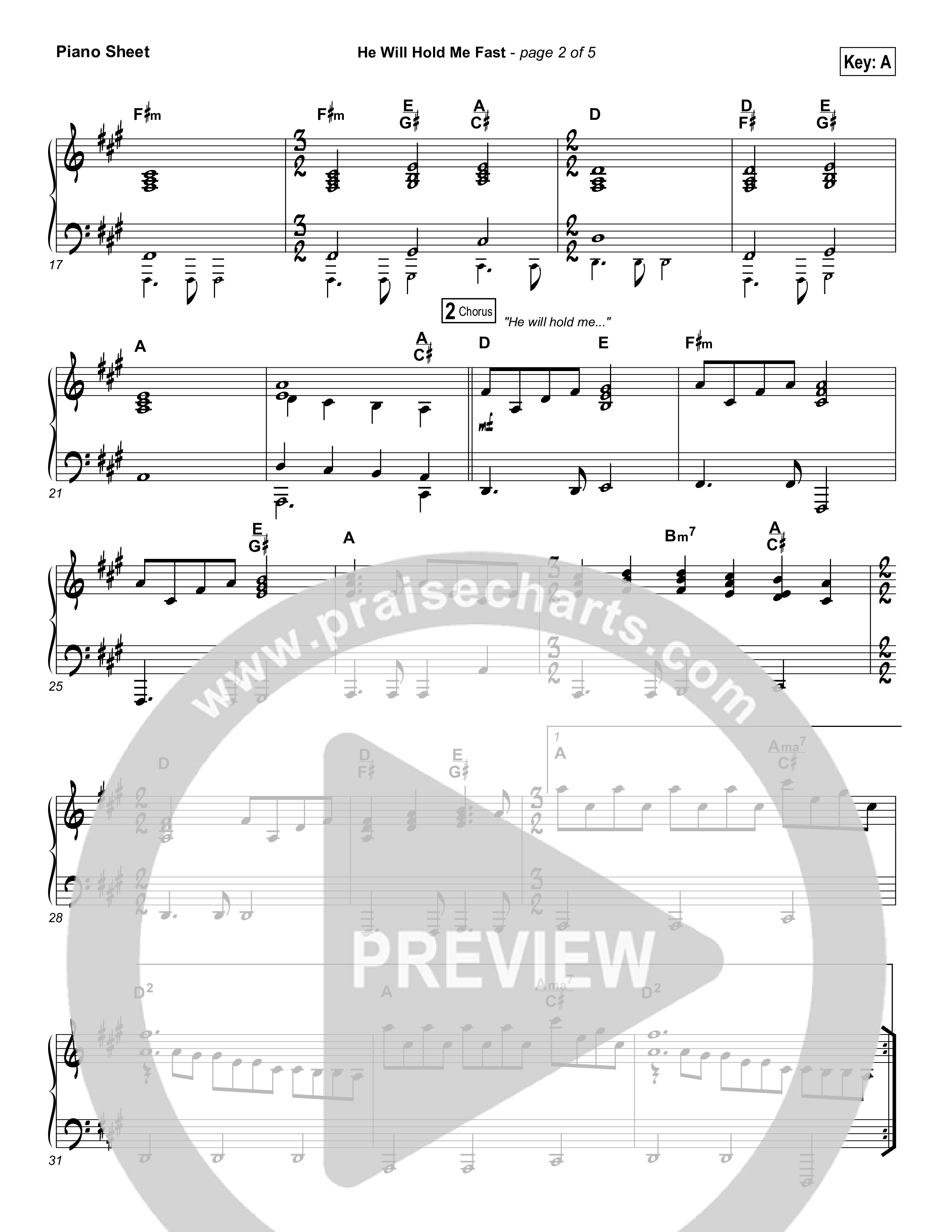 He Will Hold Me Fast Piano Sheet (Shane & Shane / The Worship Initiative)