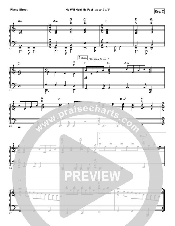 He Will Hold Me Fast Piano Sheet (Shane & Shane / The Worship Initiative)