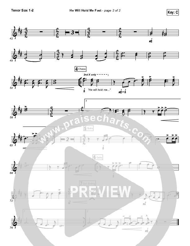 He Will Hold Me Fast Tenor Sax 1/2 (Shane & Shane / The Worship Initiative)