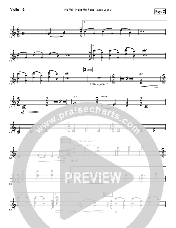 He Will Hold Me Fast Violin 1/2 (Shane & Shane / The Worship Initiative)